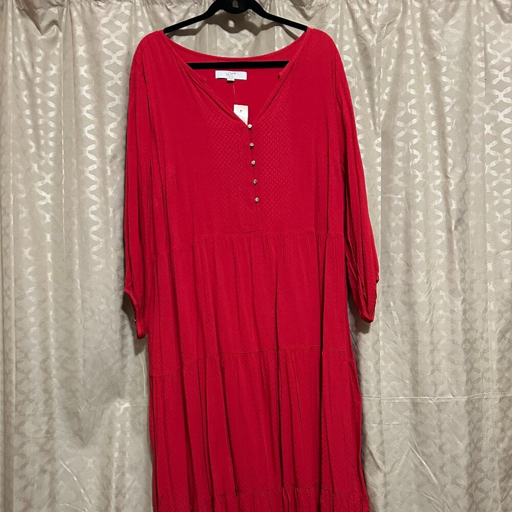 Loft Plus Red Maxi Dress Size 20